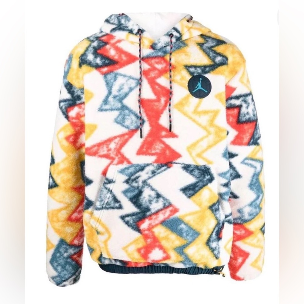Jordan Men's Multicolor Fleece Hoodie - Zigzag Pattern